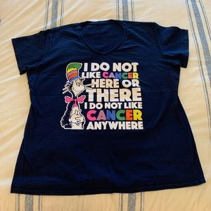 Dr. Seuss cancer v-neck tshirt size XL navy blue